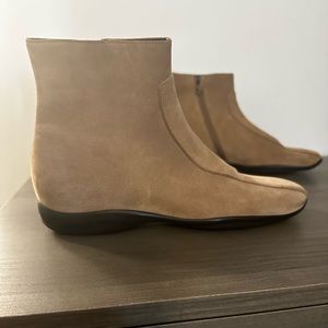 Prada Suede Camel Ankle Wedge Boots size 39